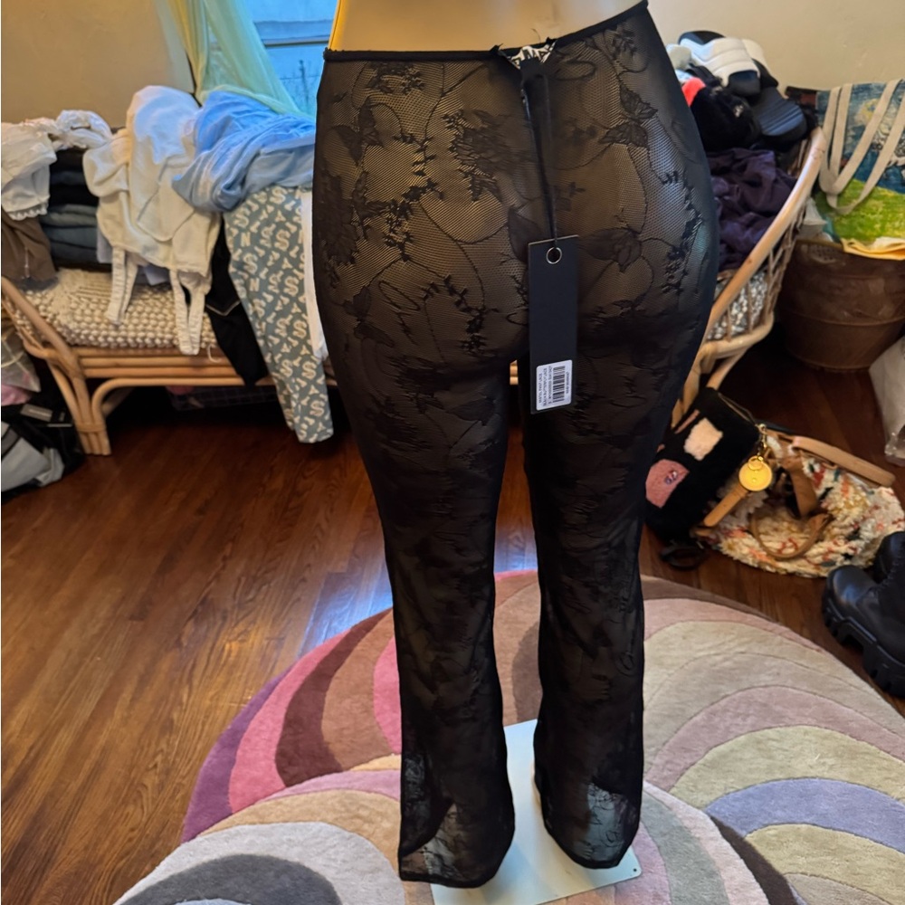 I.AM.GIA black butterfly sheer lace flare leggings NWT - Picture 6 of 8